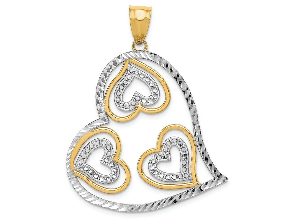 FJC Finejewelers 14k Yellow Gold And with Rhodium Bright Cut Heart Charm