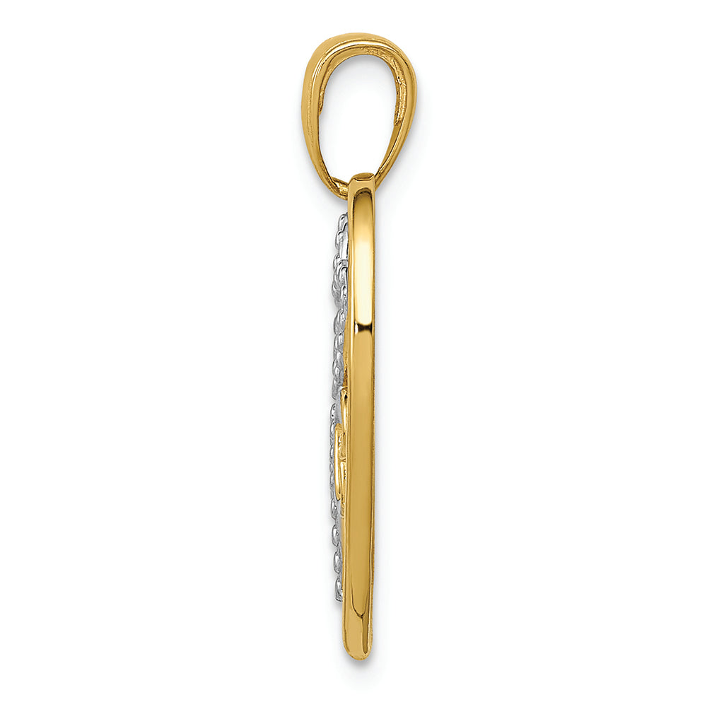 FJC Finejewelers 14k Yellow Gold with with Rhodium Bright Cut Heart Charm