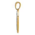 FJC Finejewelers 14k Yellow Gold with with Rhodium Bright Cut Heart Charm