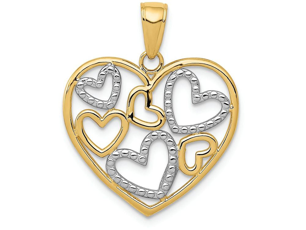 FJC Finejewelers 14k Yellow Gold with with Rhodium Bright Cut Heart Charm