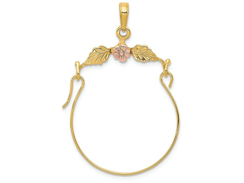 FJC Finejewelers 14k Two-tone Gold Leaves with Flower Charm Holder