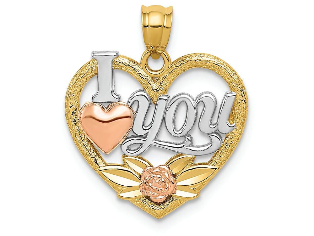 FJC Finejewelers 14k Two-tone Gold And with Rhodium I Love You Heart Charm