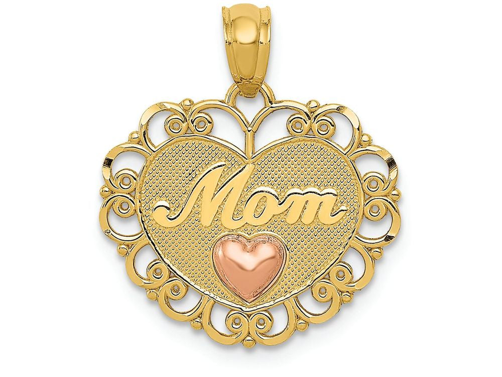 FJC Finejewelers 14k Two-tone Gold Mom Heart Charm