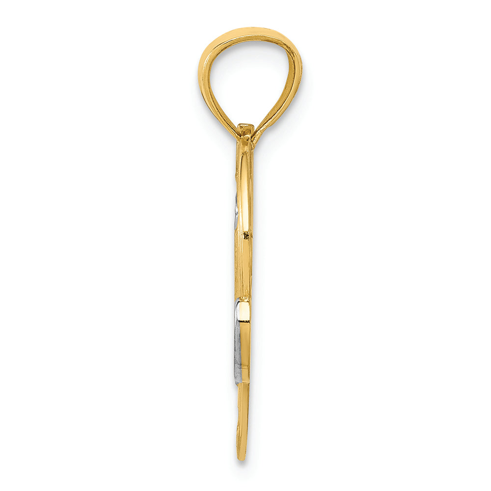 FJC Finejewelers 14k Yellow Gold And with Rhodium #1 Mom Heart Charm
