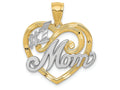 FJC Finejewelers 14k Yellow Gold And with Rhodium #1 Mom Heart Charm