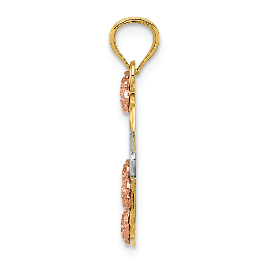 FJC Finejewelers 14k Two-tone Gold And with Rhodium Mom Heart Charm