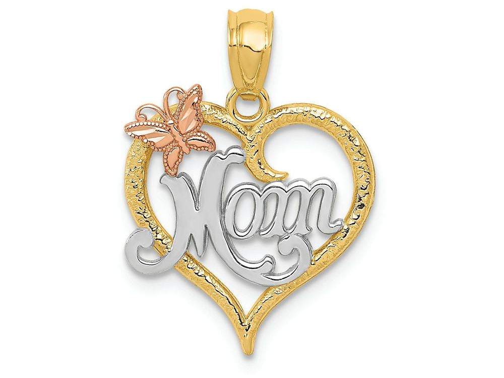 FJC Finejewelers 14k Two-tone Gold And with Rhodium Mom Heart Charm