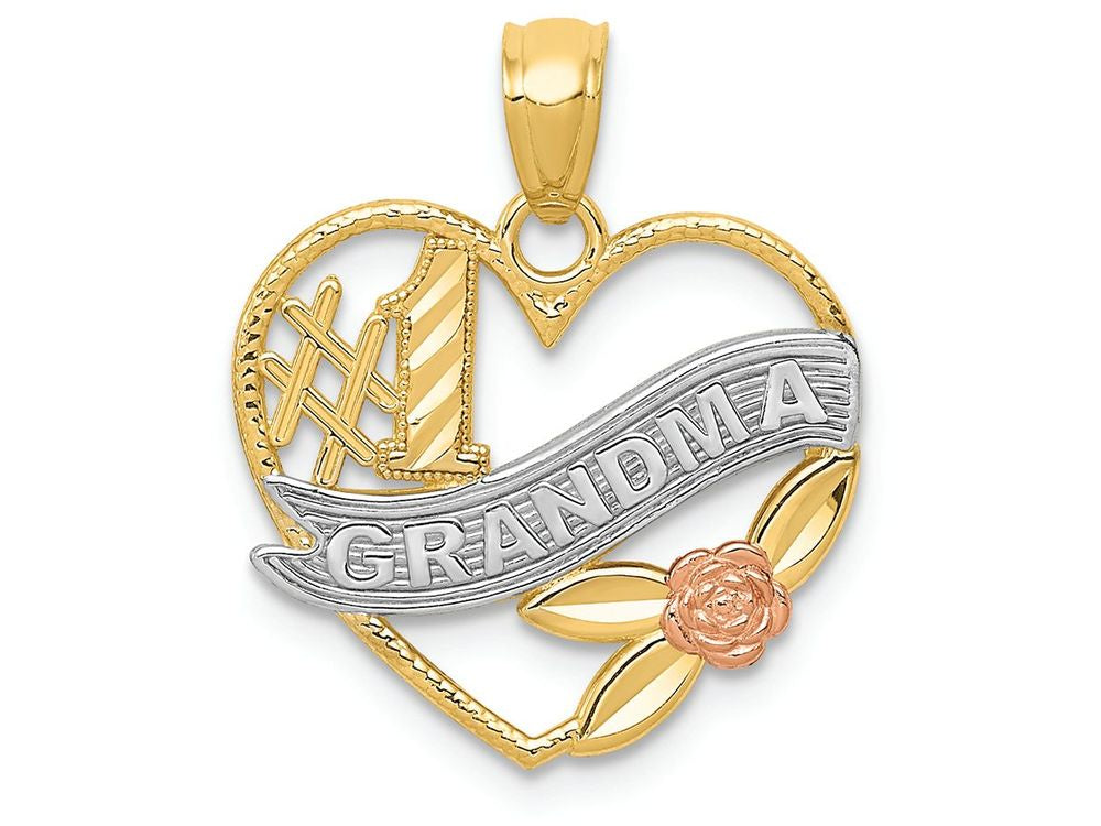 FJC Finejewelers 14k Two-tone Gold And with Rhodium #1 Grandma Heart Charm