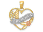 FJC Finejewelers 14k Two-tone Gold And with Rhodium #1 Grandma Heart Charm
