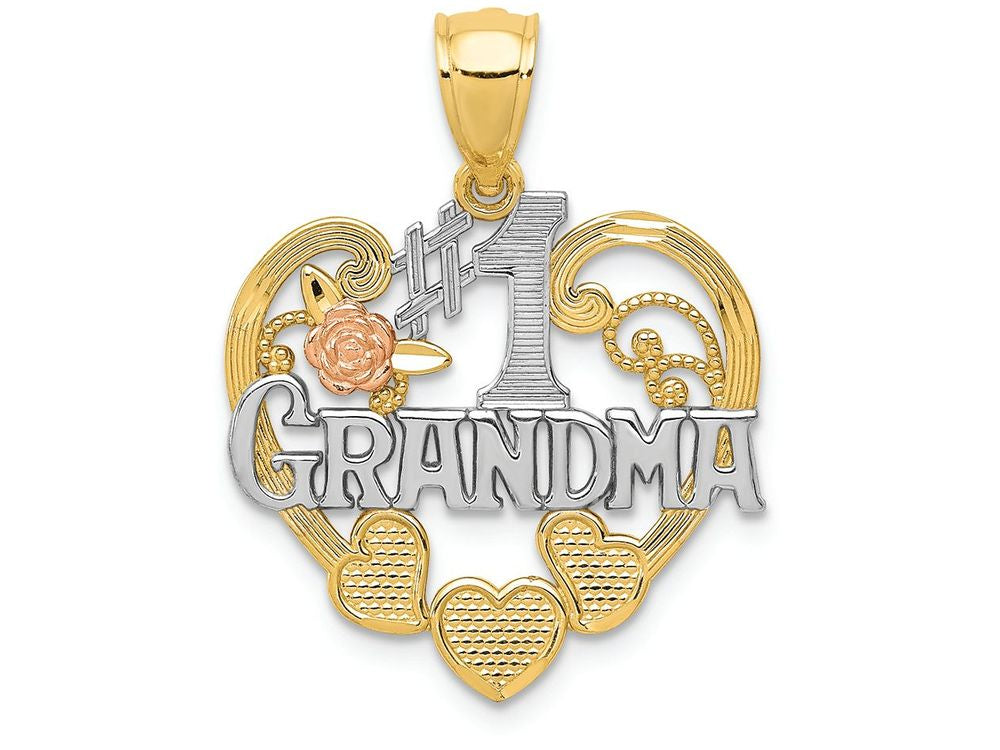 FJC Finejewelers 14k Two-tone Gold And with Rhodium #1 Grandma Heart Charm