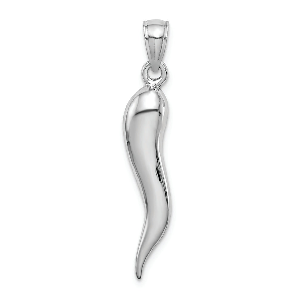 FJC Finejewelers 14k White Gold White 3d Italian Horn Charm