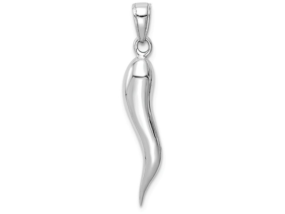 FJC Finejewelers 14k White Gold White 3d Italian Horn Charm