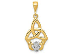 FJC Finejewelers 14k Yellow Gold with Rhodium Bright Cut Claddagh Charm