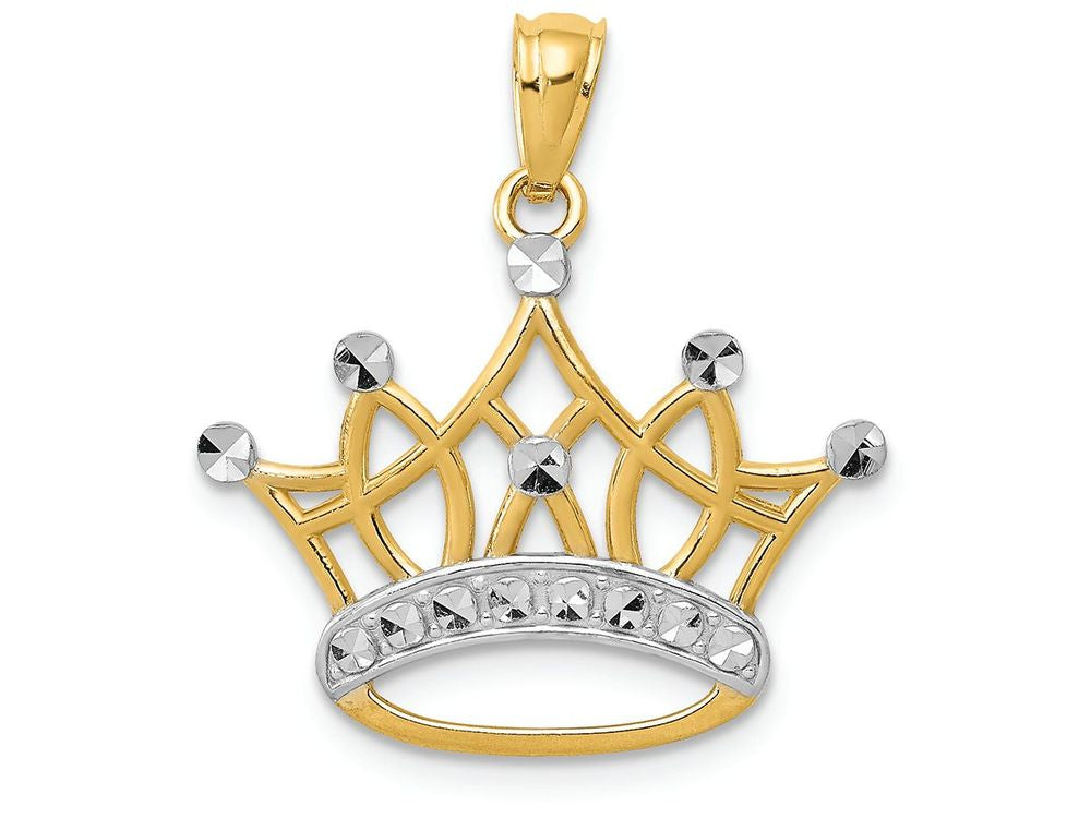 FJC Finejewelers 14k Yellow Gold And with Rhodium Crown Charm