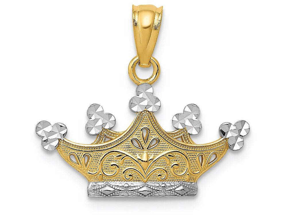FJC Finejewelers 14k Yellow Gold And with Rhodium Crown Charm