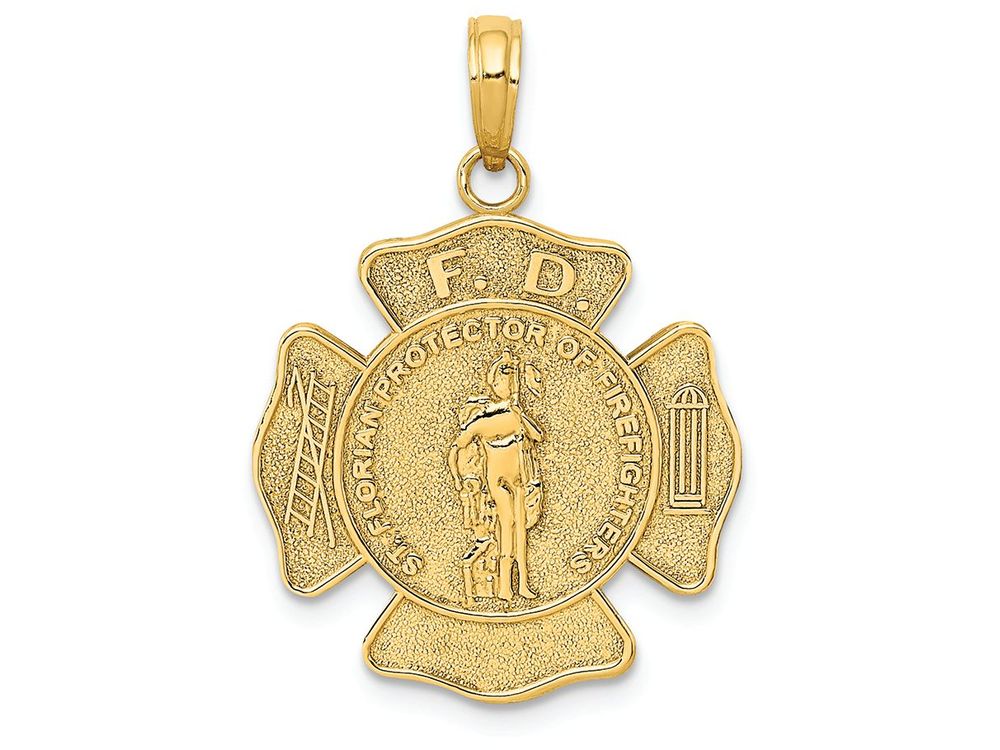 FJC Finejewelers 14k Yellow Gold Large Fire Department Badge Charm