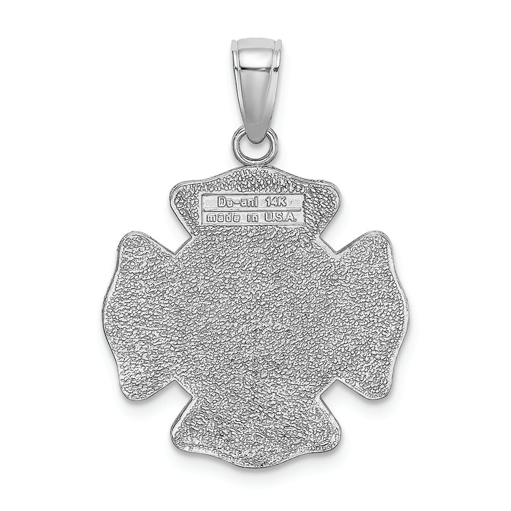 FJC Finejewelers 14k White Gold F.d. Saint Florian Medalmaltese Cross Fire Dept. Charm