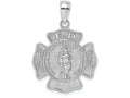 FJC Finejewelers 14k White Gold F.d. Saint Florian Medalmaltese Cross Fire Dept. Charm