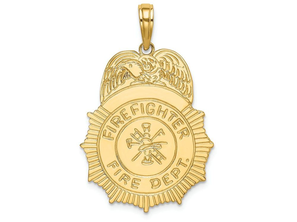FJC Finejewelers 14k Yellow Gold Fireman Fire Dept Badge Charm