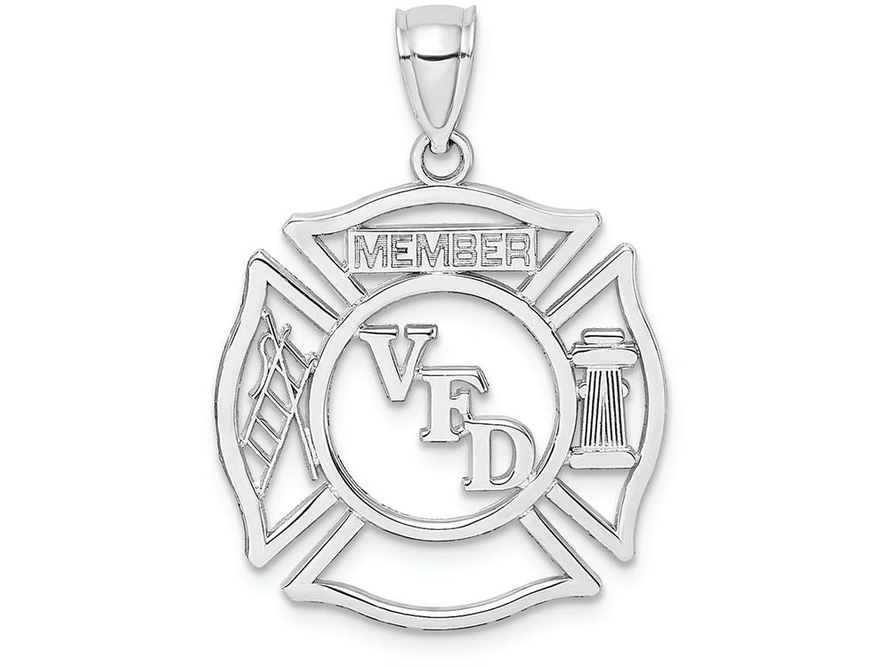 FJC Finejewelers 14k White Gold White Vfd Member In Shield Charm