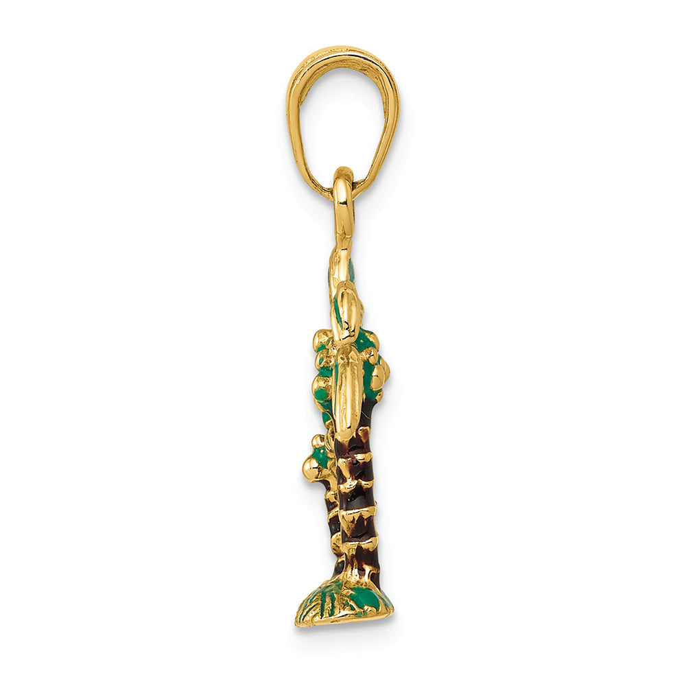 FJC Finejewelers 14k Yellow Gold Enameled Palm Trees Charm