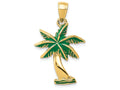 FJC Finejewelers 14k Yellow Gold Enameled Palm Tree Charm