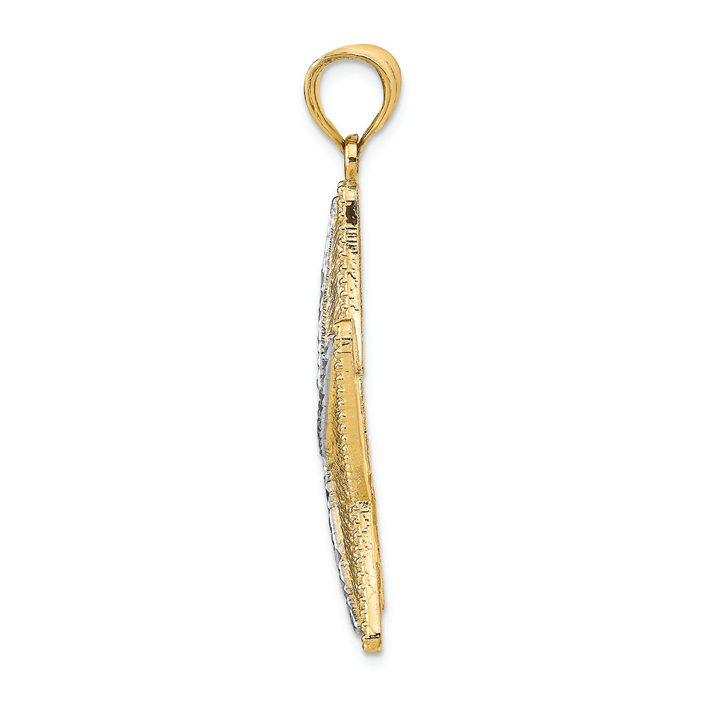FJC Finejewelers 14k Yellow Gold with Rhodium Bright Cut Textured Starfish Charm