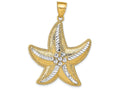 FJC Finejewelers 14k Yellow Gold with Rhodium Bright Cut Textured Starfish Charm