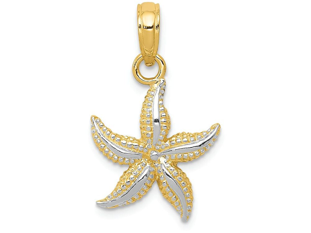 FJC Finejewelers 14k Yellow Gold with Rhodium Starfish Charm