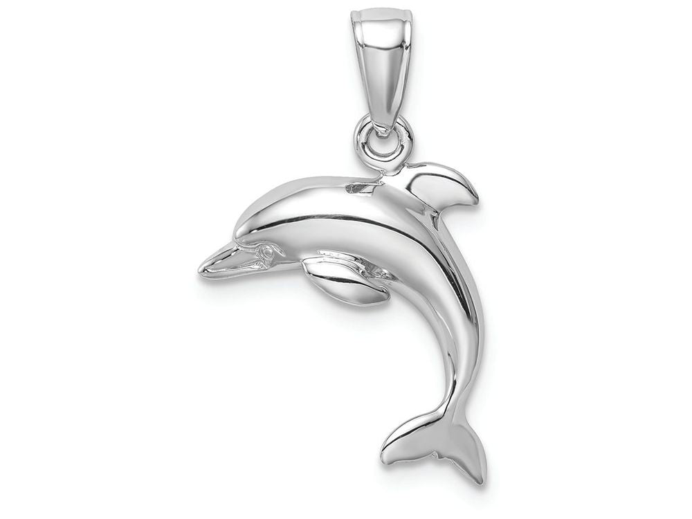 FJC Finejewelers 14k White Gold White Dolphin Jumping Charm