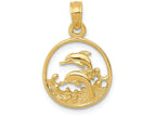 FJC Finejewelers 14k Yellow Gold Double Dolphin Circle Charm
