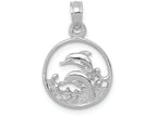 FJC Finejewelers 14k White Gold Double Dolphin Circle Charm