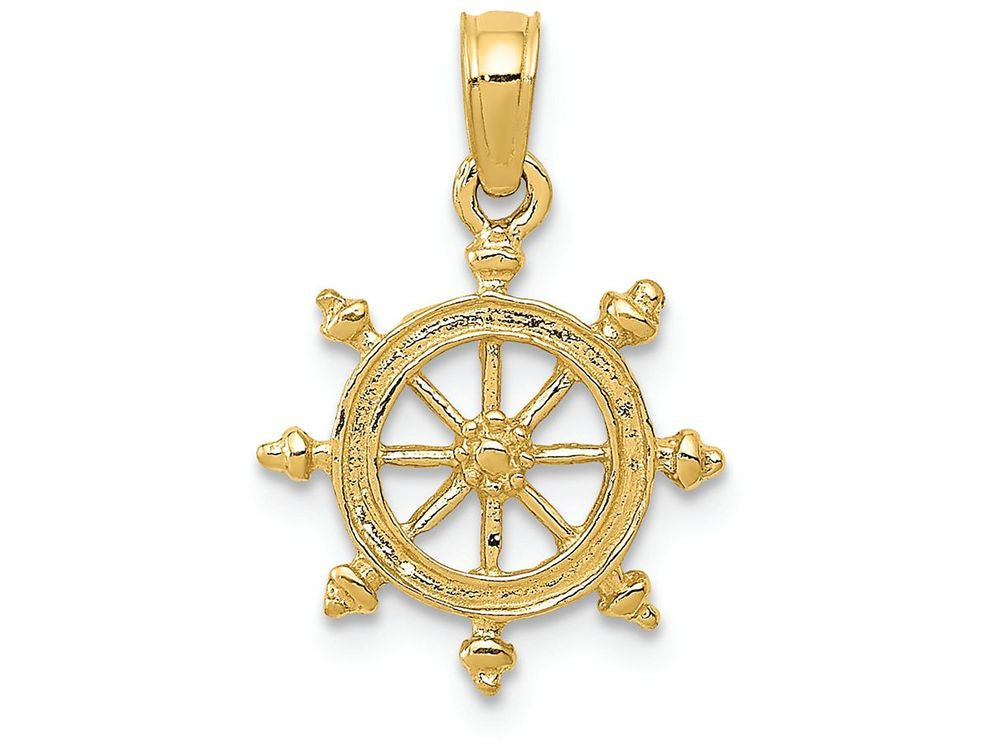 FJC Finejewelers 14k Yellow Gold Ship Wheel Charm