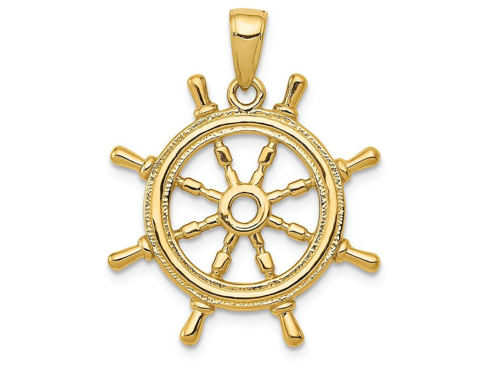 FJC Finejewelers 14k Yellow Gold Ship Wheel Charm