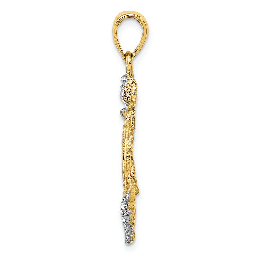 FJC Finejewelers 14k Two-tone Gold with Rhodium Anchor with Rope Charm