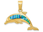 FJC Finejewelers 14k Yellow Gold Imitation Opal Dolphin Charm