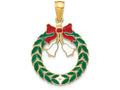 FJC Finejewelers 14k Yellow Gold Enameled Christmas Wreath Charm
