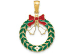 FJC Finejewelers 14k Yellow Gold Enameled Christmas Wreath Charm