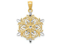 FJC Finejewelers 14k Yellow Gold with Rhodium Bright Cut Snowflake Charm