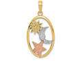 FJC Finejewelers 14k Yellow Rose Gold with with Rhodium Sun  Moon Star Oval Charm