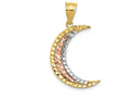 FJC Finejewelers 14k Yellow  Rose And with Rhodium Bright Cut Moon Charm