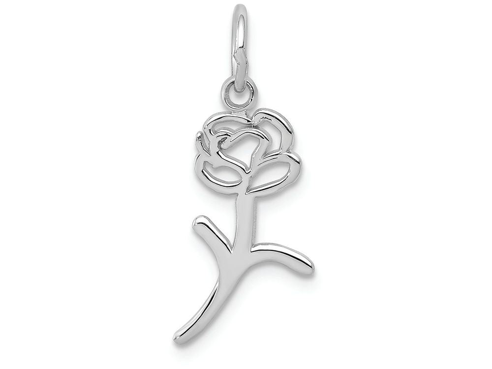FJC Finejewelers 14k White Gold Rose Charm