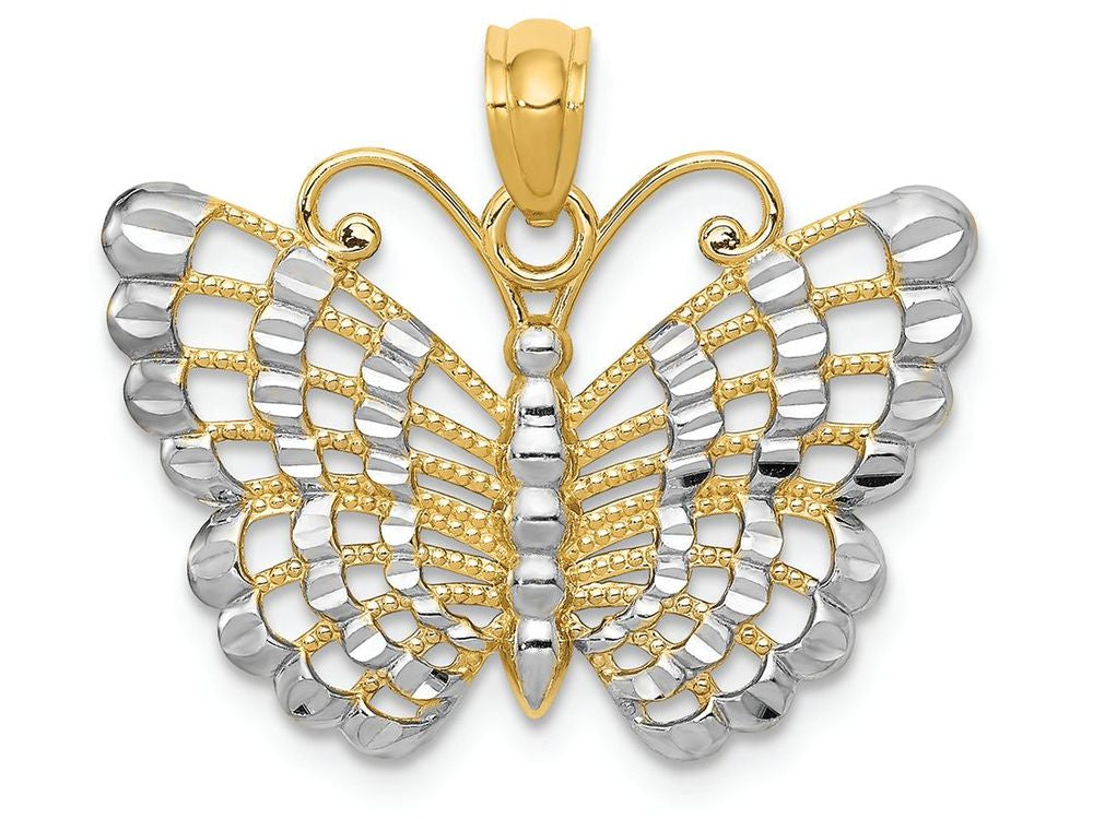 FJC Finejewelers 14k Yellow Gold And with Rhodium Bright Cut Butterfly Charm