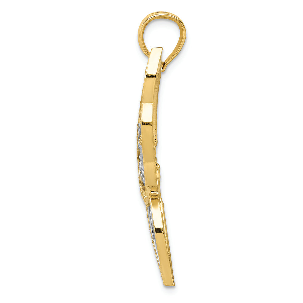 FJC Finejewelers 14k Yellow Gold with Rhodium Bright Cut Butterfly Charm