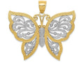 FJC Finejewelers 14k Yellow Gold with Rhodium Bright Cut Butterfly Charm