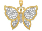 FJC Finejewelers 14k Yellow Gold with Rhodium Bright Cut Butterfly Charm