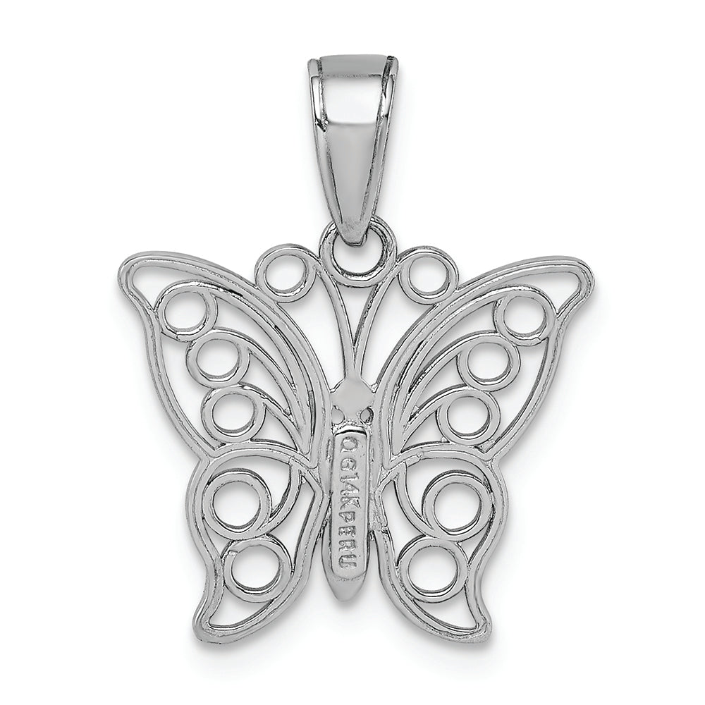 FJC Finejewelers 14k White Gold White Butterfly with Filigree Wings Charm