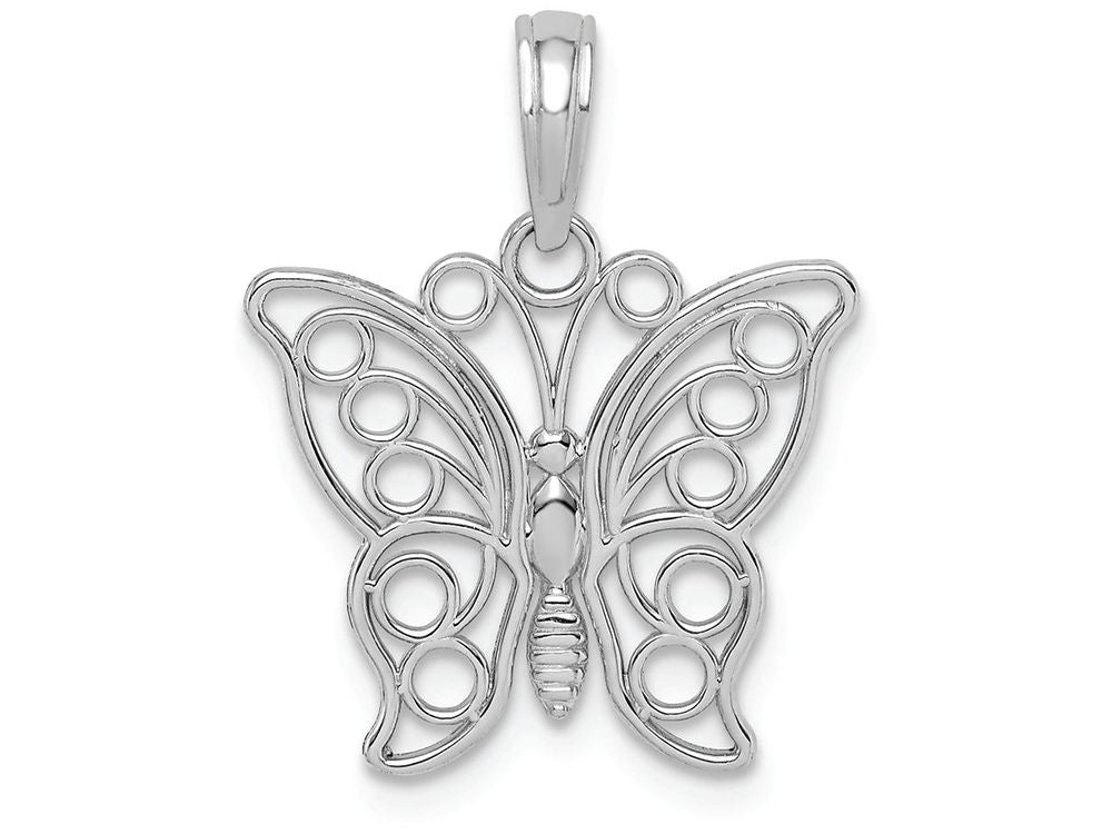 FJC Finejewelers 14k White Gold White Butterfly with Filigree Wings Charm