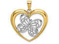 FJC Finejewelers 14k Yellow Gold with Rhodium Butterfly In Heart Charm