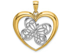 FJC Finejewelers 14k Yellow Gold with Rhodium Butterfly In Heart Charm